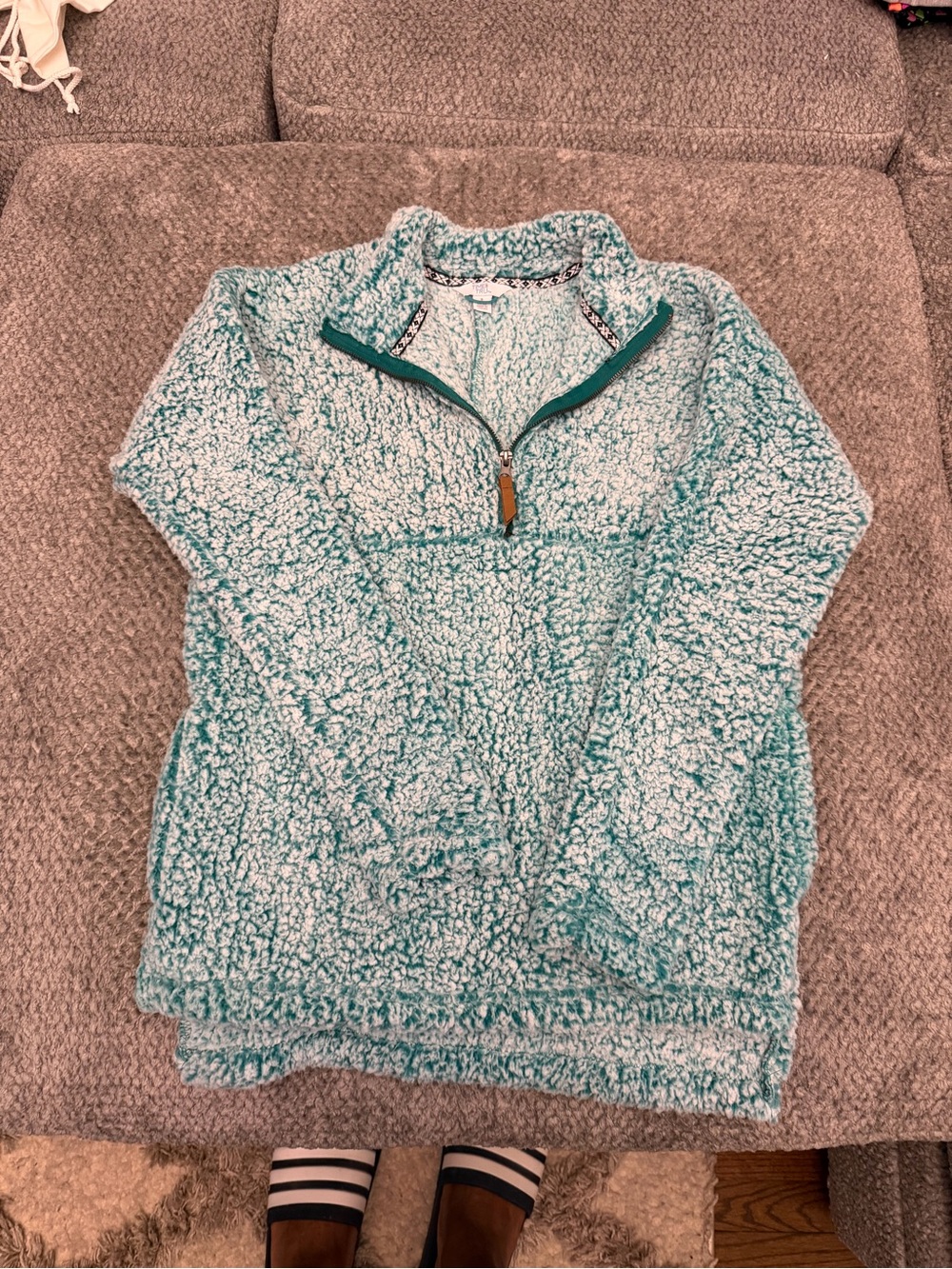 Cozy Sherpa Quarter-Zip Pullover - Aqua